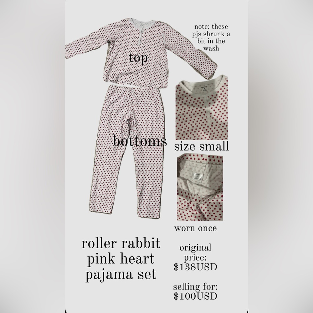 Roller Rabbit Pink Heart Long Sleeve Pajama set
